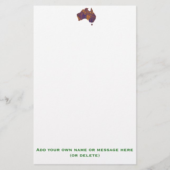 Australia Map Doodle Orange Purple Stationery (Front)
