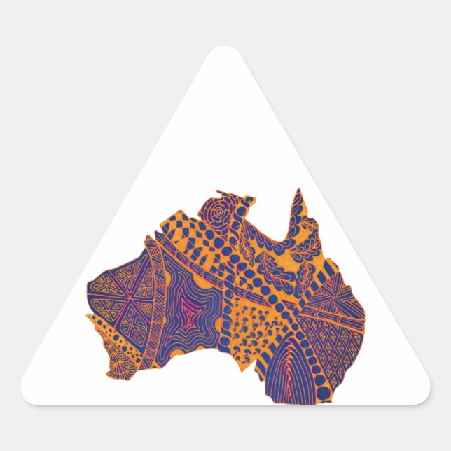 Australia Map Doodle Orange Purple Triangle Sticker (Front)