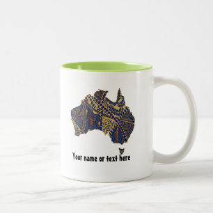 Australia Map Doodle Tan Red Blue Two-Tone Coffee Mug