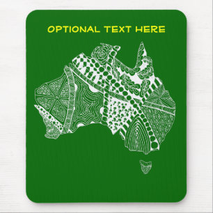 Australia Map Green and Gold Mouse Pad