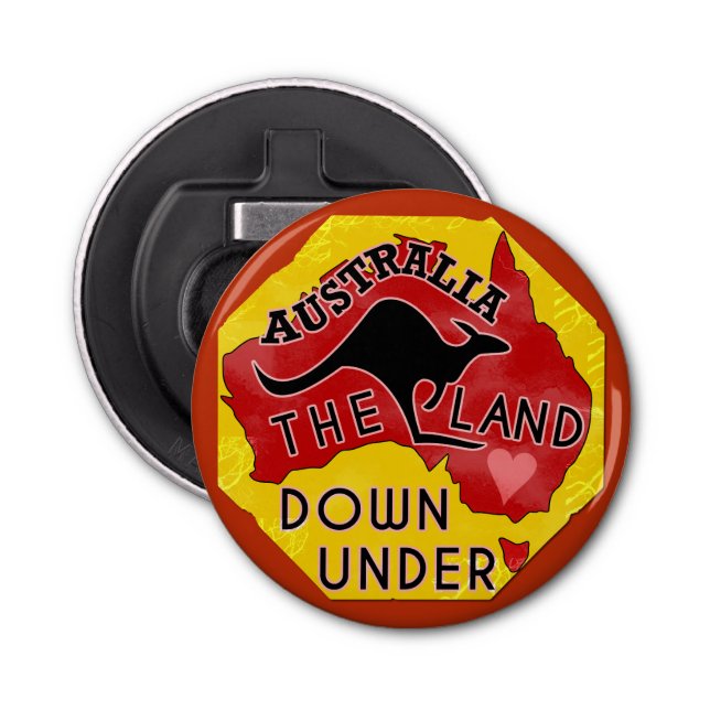 Australia Map Land Down Under with Kangaroo Retro Bottle Opener (Front)