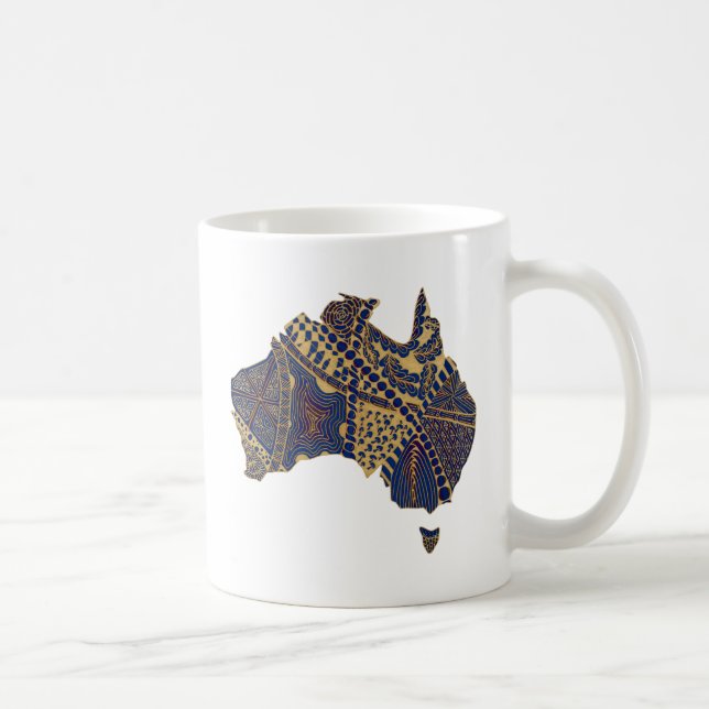Australia Map Tan-Blue-Red Coffee Mug (Right)