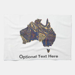 Australia Map Tan-Blue-Red Kitchen Towel