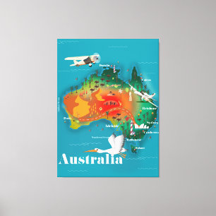 Australia Map Travel poster Canvas Print