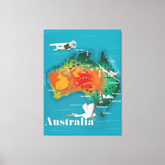 Australia Map Travel poster Canvas Print (Front)