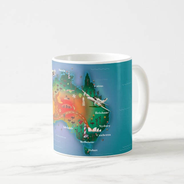 Australia Map Travel poster Coffee Mug (Front Right)