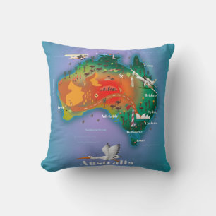 Australia Map Travel poster Throw Pillow