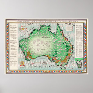Australia Map Vintage Poster