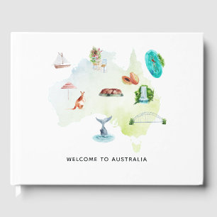 Australia Map Welcome Guest Book