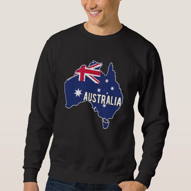 Australia Map With Australia Fan Decorations Flag Sweatshirt (Front)