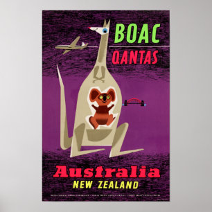 Australia New Zealand Vintage Poster Restored