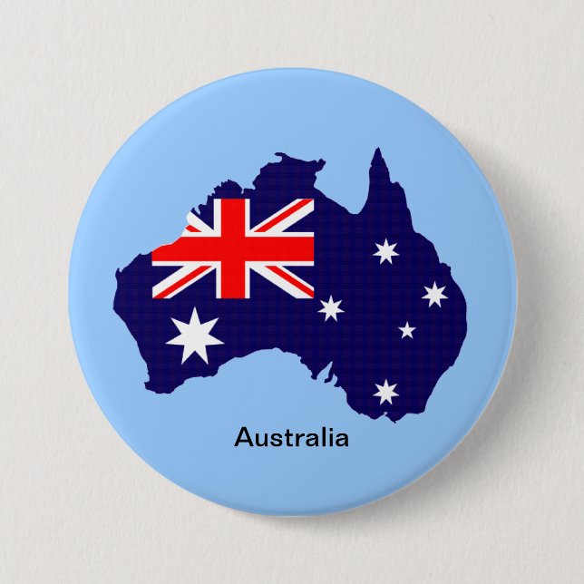 Australia outline and flag 3 inch round button (Front)