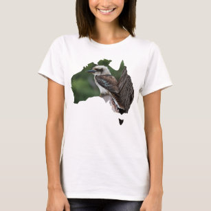 Australia Outline Laughing Kookaburra in a Tree T-Shirt