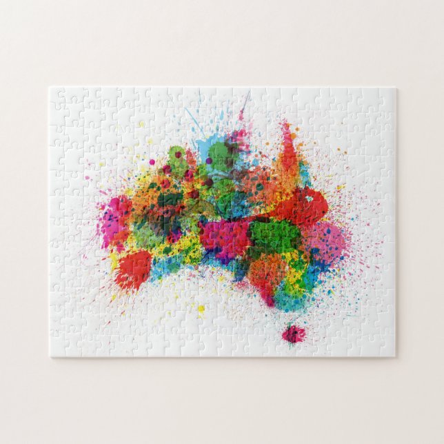 Australia Paint Splashes Map Jigsaw Puzzle (Horizontal)