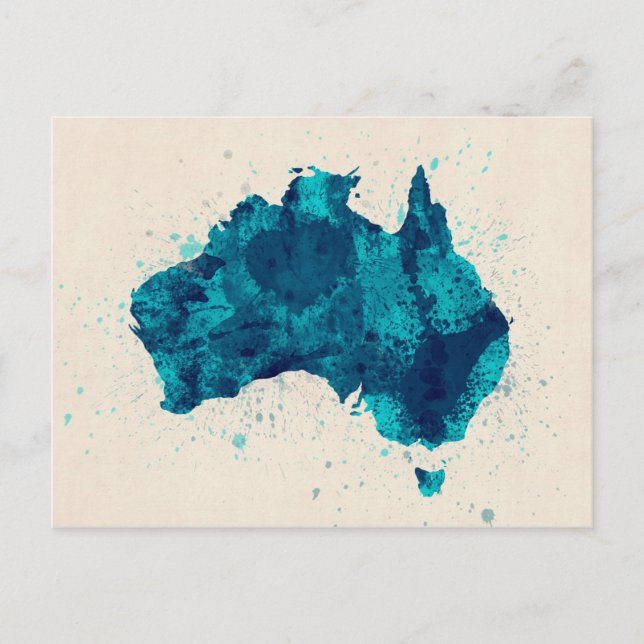 Australia Paint Splashes Map Postcard (Front)