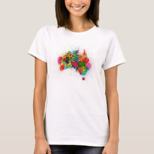 Australia Paint Splashes Map T-Shirt