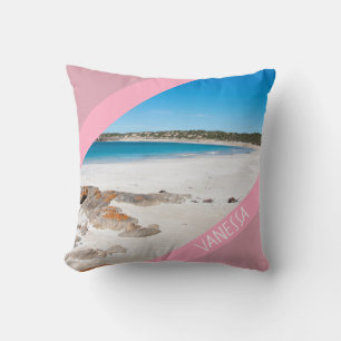 Australia Paradise Beach Pink Landscape Photo Throw Pillow