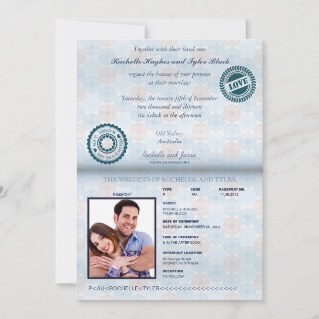 Australia Passport (rendered) Wedding Invitation (Front)