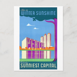 Australia Perth Restored Vintage Travel Poster Postcard