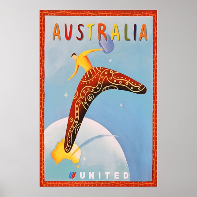 Australia Print Travel Poster Australian Art (Front)