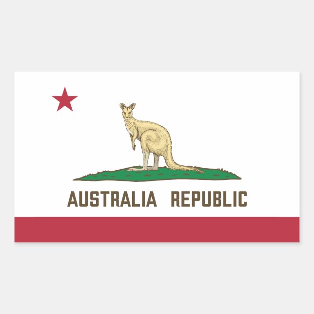 Australia Republic California Flag Kangaroo Sticker (Front)