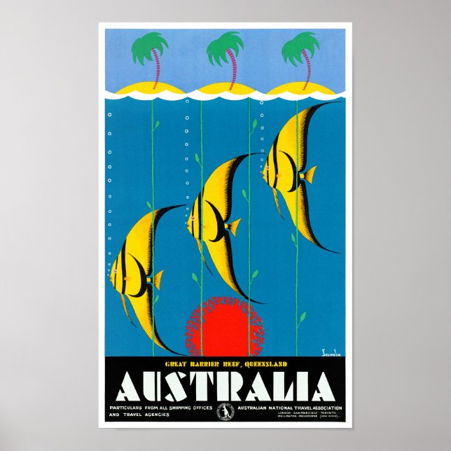 Australia Restored Vintage Travel Poster (Front)