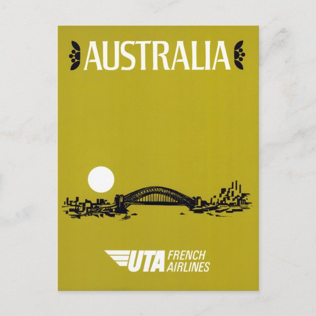 Australia Restored Vintage Travel Poster Postcard (Front)