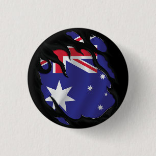 Australia Ripped Flag 1 Inch Round Button