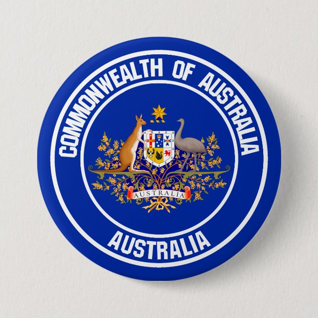 Australia Round Emblem 3 Inch Round Button (Front)