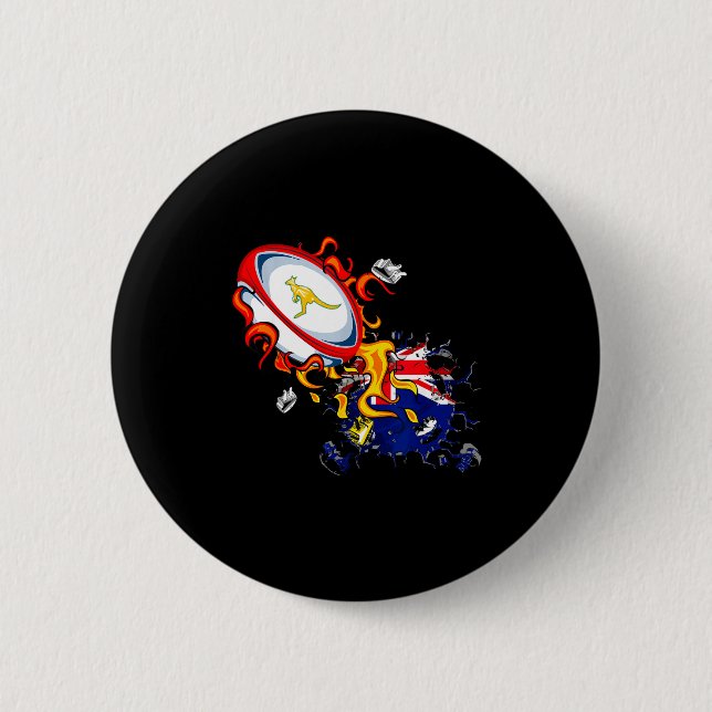 Australia Rugby, Wallabies Rugby Jersey, Australia 2 Inch Round Button (Front)