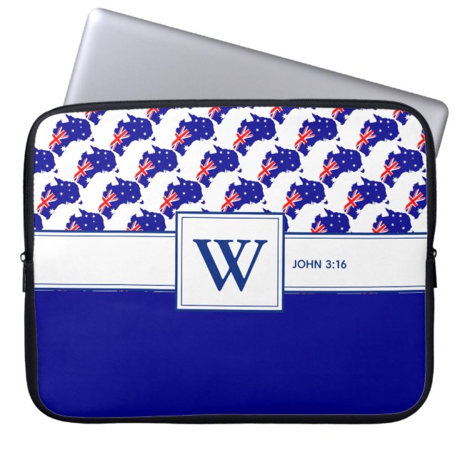 AUSTRALIA Scripture Christian Monogram Laptop Sleeve (Front)