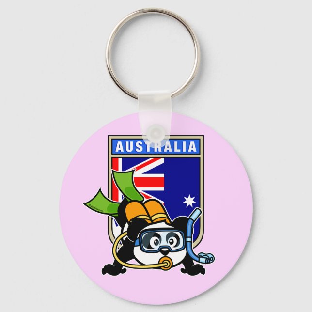 Australia Scuba Diving Panda Keychain (Front)