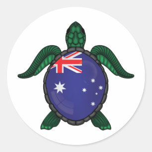 Australia sea turtle flag classic round sticker