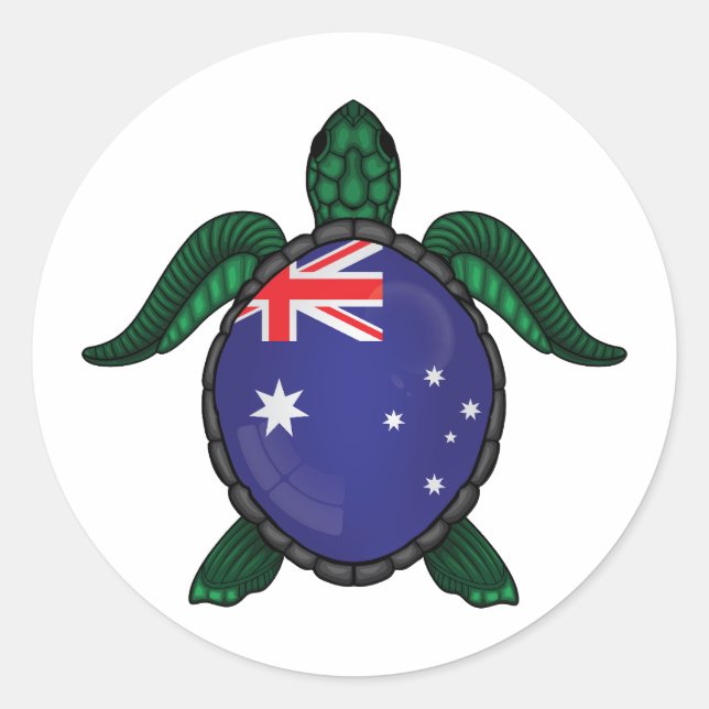 Australia sea turtle flag classic round sticker (Front)