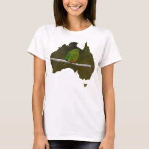 Australia Shape Rare Orange Bellied Parrot T-Shirt