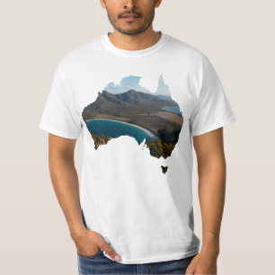 Australia Shape Wineglass Bay Tasmania Panorama T-Shirt