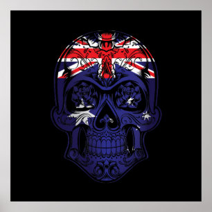 Australia Skull And Roses Flag Poster