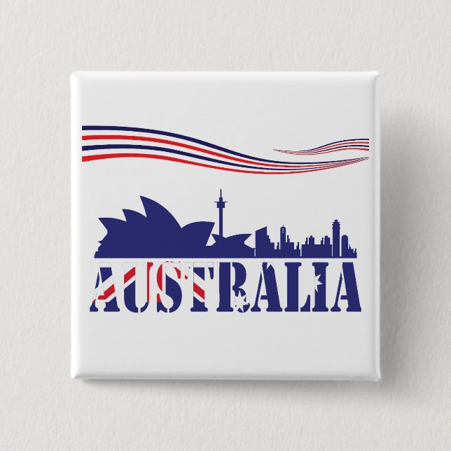 Australia Skyscaape  2 Inch Square Button (Front)