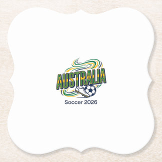 Australia Soccer 2026 Soccer Bold Country Typograp Paper Coaster