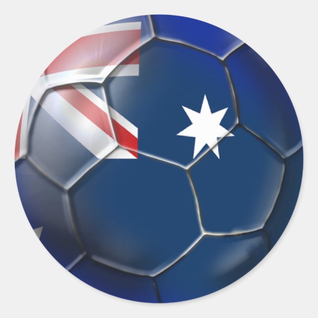 Australia Socceroos Soccer fans Oz flag Ball Classic Round Sticker (Front)