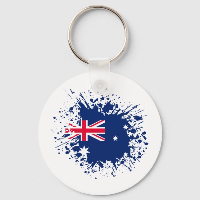 Australia Souvenir Landmark, Australia Flag Travel Keychain (Front)