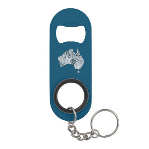 Australia Souvenir Map Art Keychain Bottle Opener