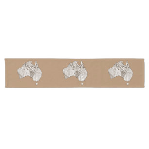 Australia Souvenir Map Art Short Table Runner