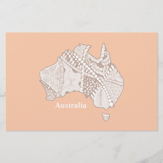 Australia Souvenir Map Art Stationery (Front)