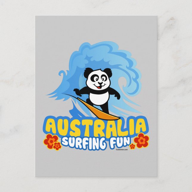 Australia Surfing Panda Postcard (Front)