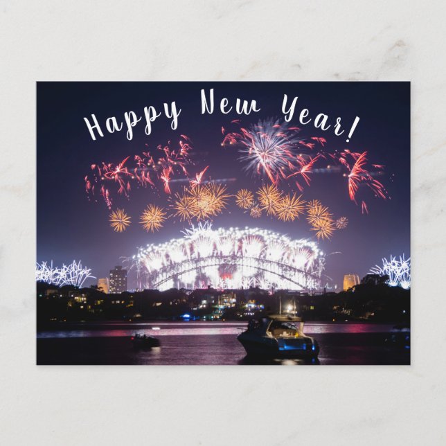 Australia Sydney Harbour Bridge Fireworks NYE Holiday Postcard (Front)