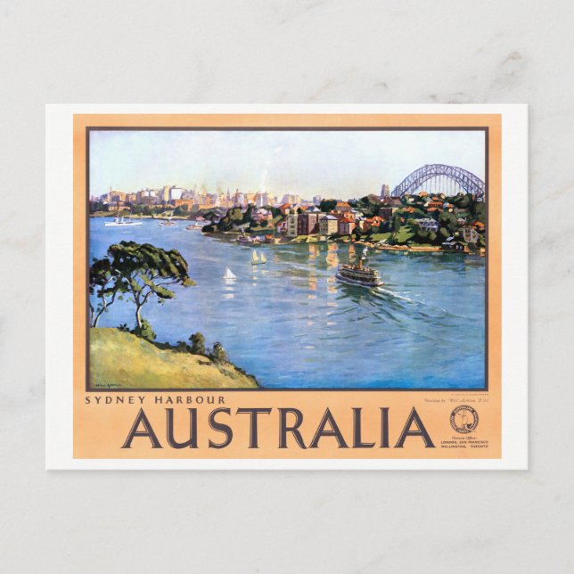 Australia Sydney Restored Vintage Travel Poster Postcard (Front)