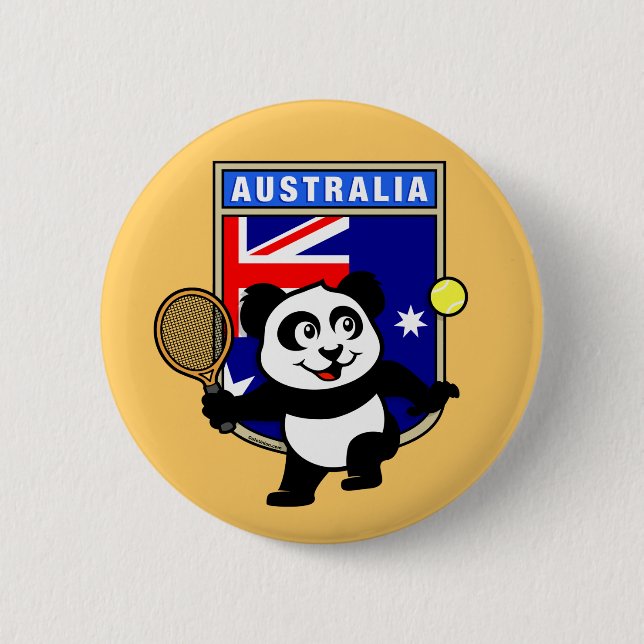 Australia Tennis Panda 2 Inch Round Button (Front)