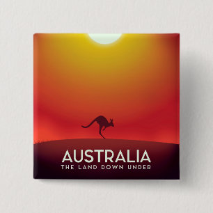 Australia " The land down under" vacation print. 2 Inch Square Button
