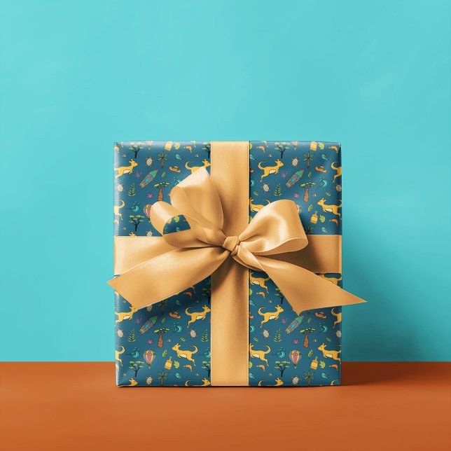 Australia Themed Pattern Teal Blue Wrapping Paper (Creator Uploaded)